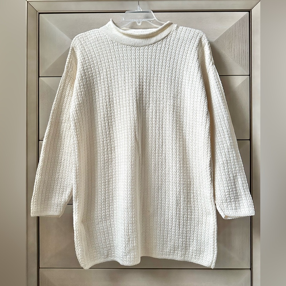 VINTAGE BELLA COTTONS CREAM 100% COTTON SWEATER - SIZE L